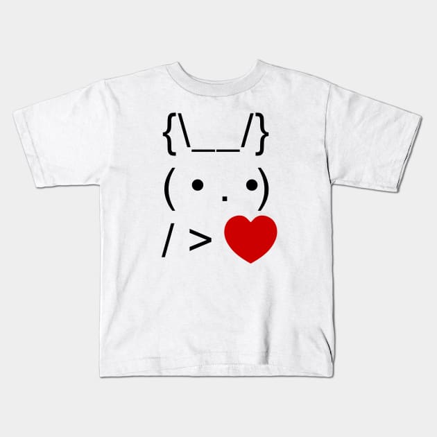 ASCII Text Art Bunny Rabbit Give Heart Kids T-Shirt by tinybiscuits